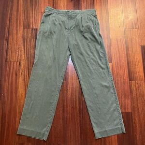 Tommy Bahama Pants Mens 36x34 Olive Green Silk Pleated Preppy Casual Wedding